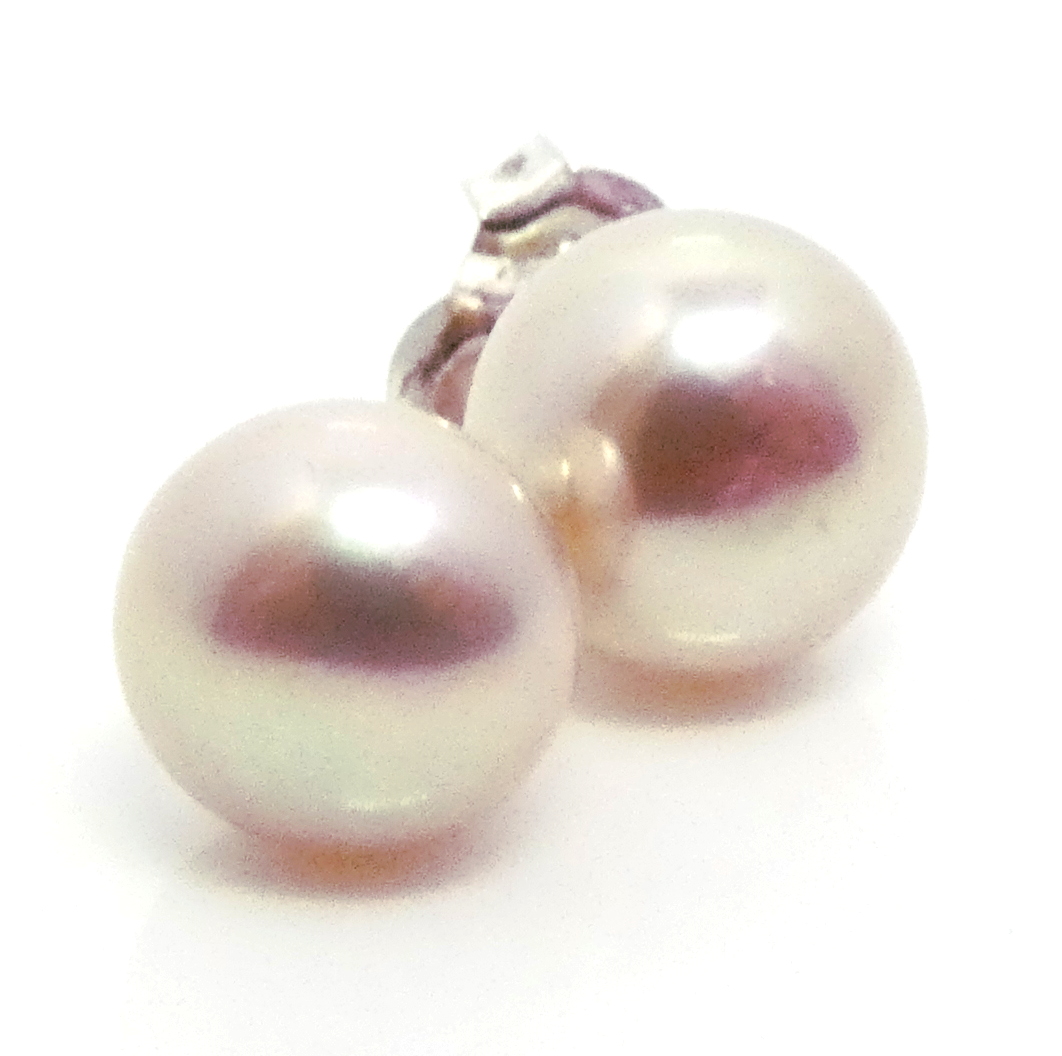 Pink 9mm Pearl Stud Earrings